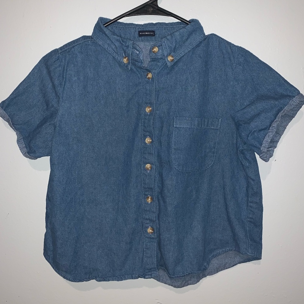 Brandy Melville Cropped Denim Button Down